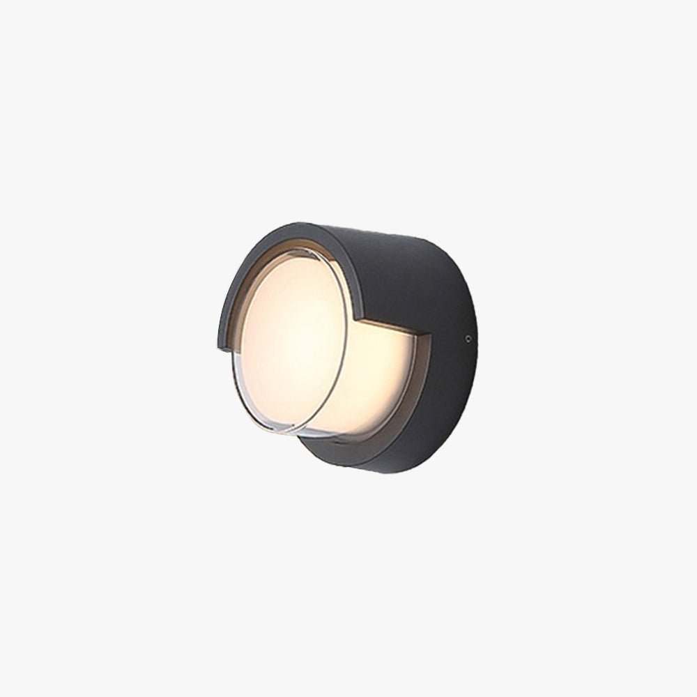 Ray Modern Round/Rectangular Metal/Acrylic Outdoor Wall Lamp, Black - Neutralighting