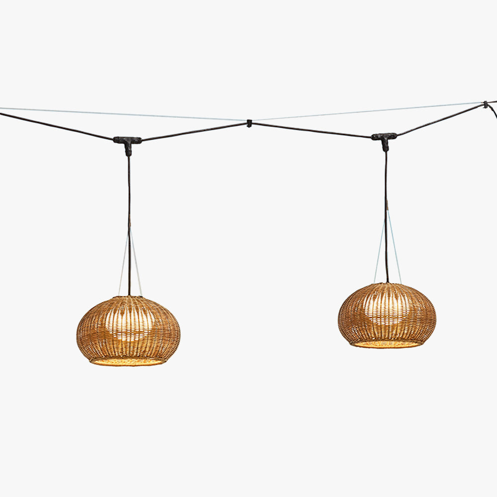 Ritta Retro Lantern Pendant Light Bamboo Acrylic - Lamp Outdoor