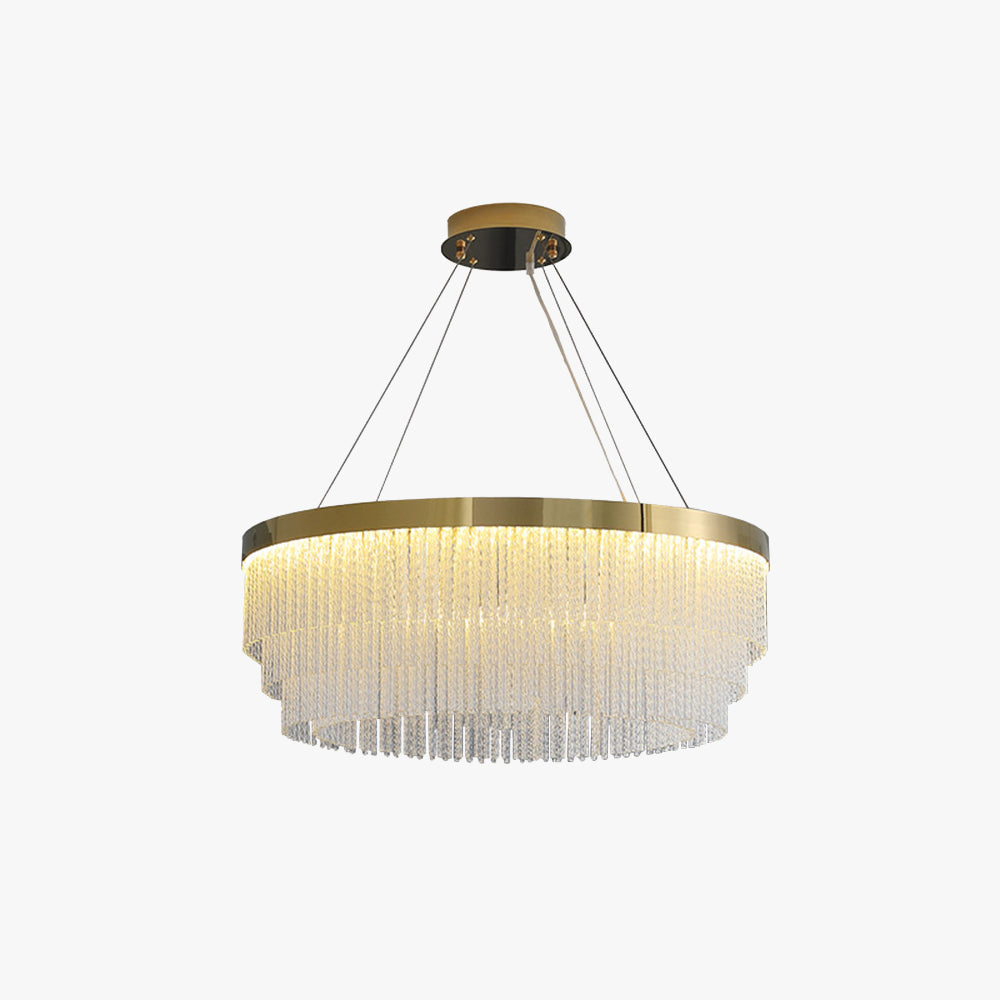 Kristy Modern Spiral Crystal Ring /Rectangle Chandelier, Gold - Neutralighting