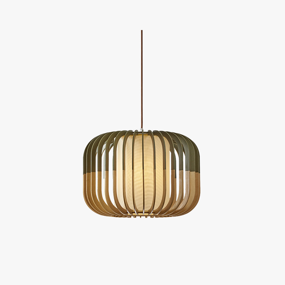 Muto Modern Birdcage Wood Pendant Light - Neutralighting