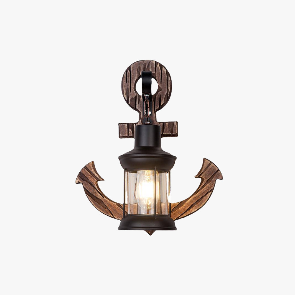 Epoch Anker-Laternen-Wandleuchte - Vintage-/Antikdesign, Holzoptik