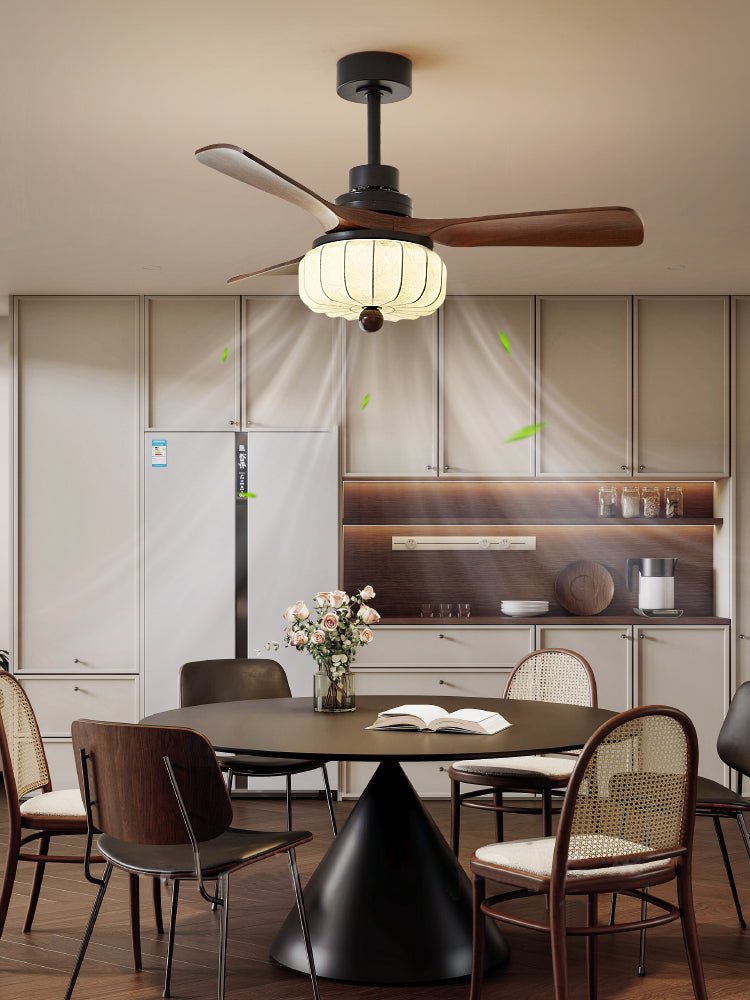 Lâmpada de teto com ventoinha Elira Vintage — design clássico de lanterna, estilo retro