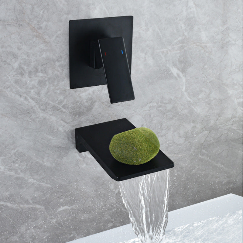 Torneira de parede para lavatório de casa de banho com manípulo único e efeito cascata