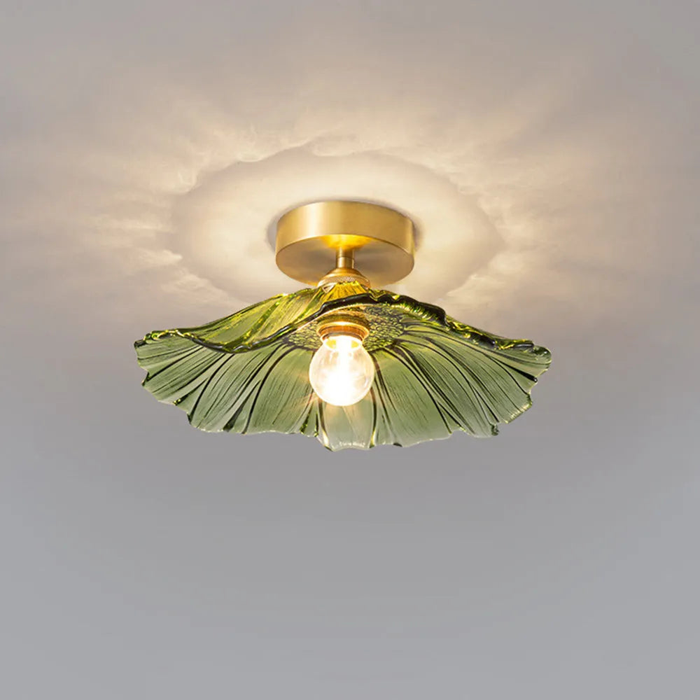 Lámpara colgante de vidrio con forma de flor Calia - luminaria de techo vintage