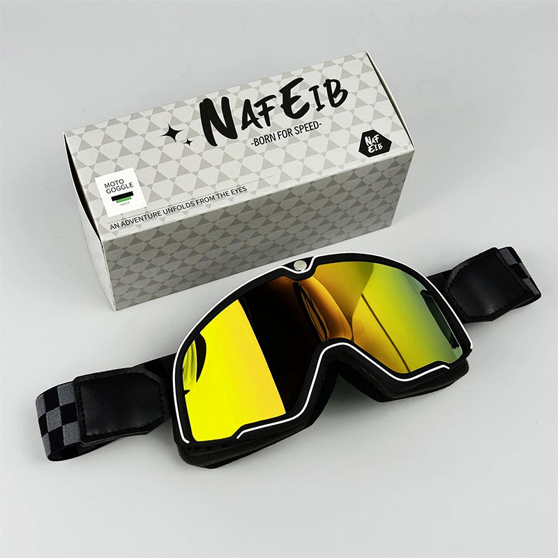 Retro motorbril - past over een bril heen