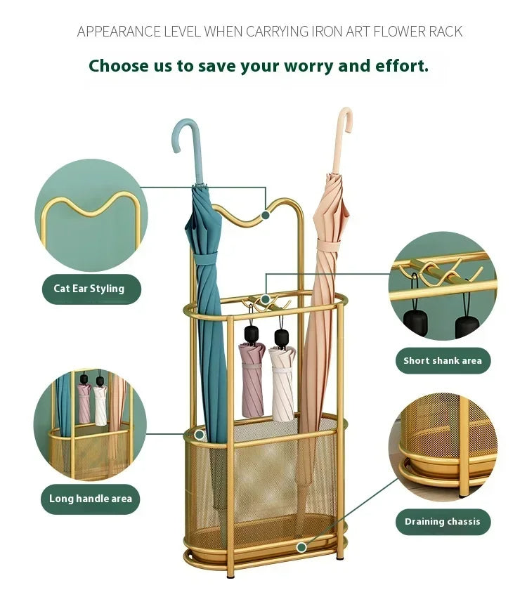 Modern fém esernyőtartó beépített víztálcával