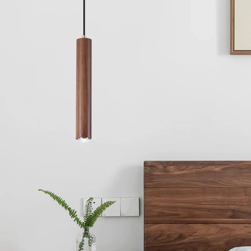 Suspension cylindrique en bois Muto — ampoule LED blanc chaud incluse