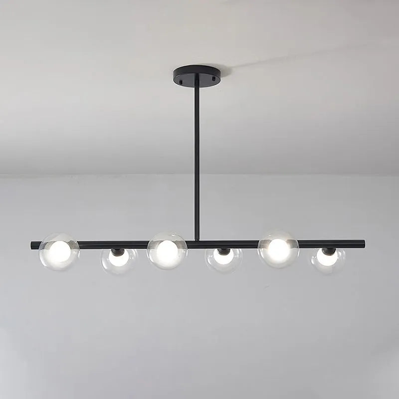 Zesty linjär pendellampa — nordisk design, 5 eller 6 ljuskällor, svart eller guld