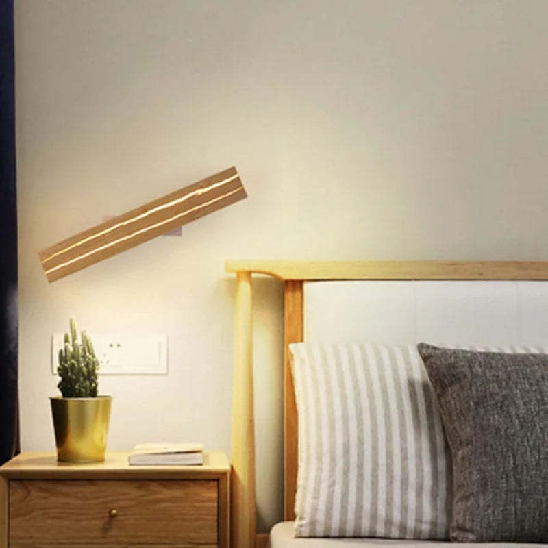 Lámpara de pared LED Muto con tablero de madera agrietada giratorio - regulable, tres temperaturas