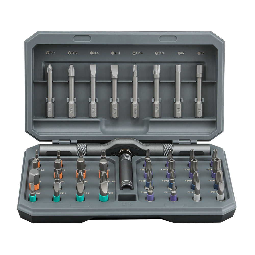 42-in-1 Magnetic Ratcheting Screwdriver Set – S2 Steel Bits, Compact Case