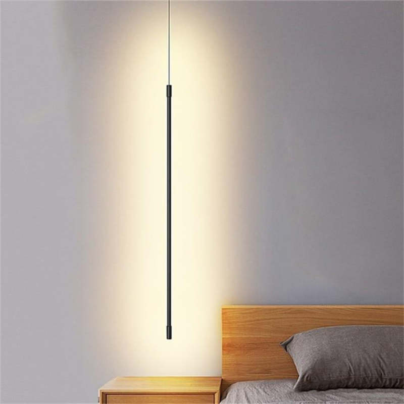 Erix Minimalist Linear Pendant Light Bedside, Black - Neutralighting