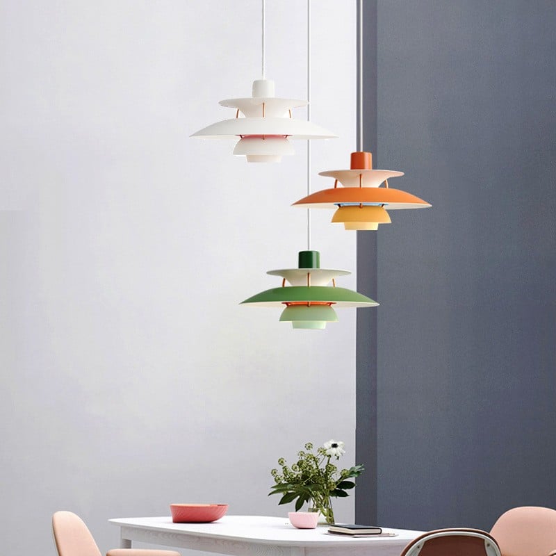 Macaron-pendellampe — metallskjerm i 15 farger, E27, 30–50 cm