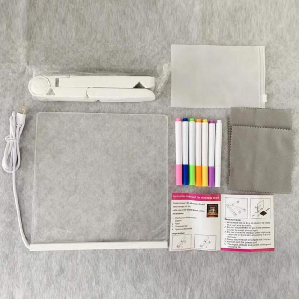 Cardoard Drawing LED Drawing Board for Kids – Glowing, Reusable, 7 Markers – orntli