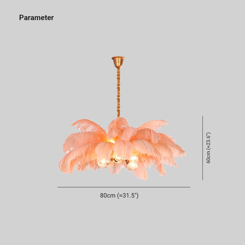 O'Moore nordisk pendellampa, exklusiv design i mässing och fjädrar
