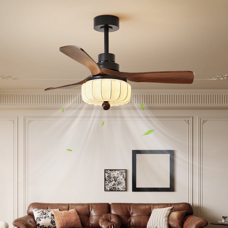 Lâmpada de teto com ventoinha Elira Vintage — design clássico de lanterna, estilo retro