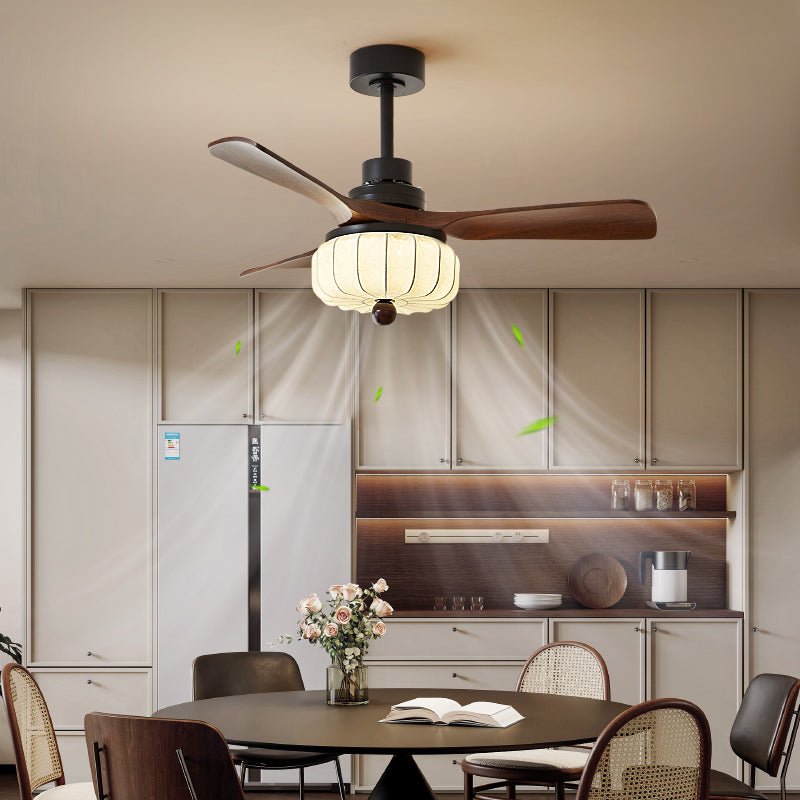Lâmpada de teto com ventoinha Elira Vintage — design clássico de lanterna, estilo retro