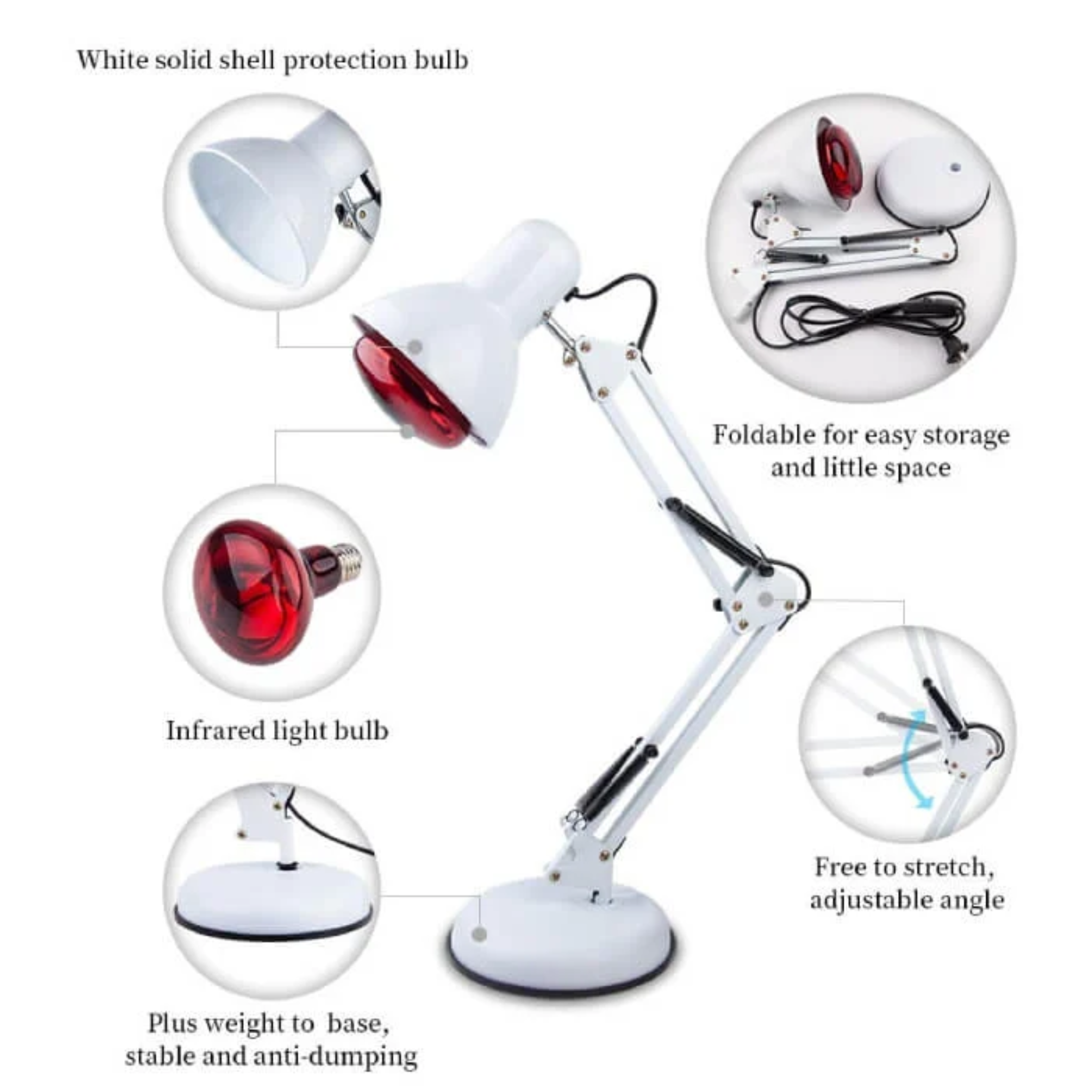 Infrarot-Heizlampe mit Ständer für Rotlichttherapie