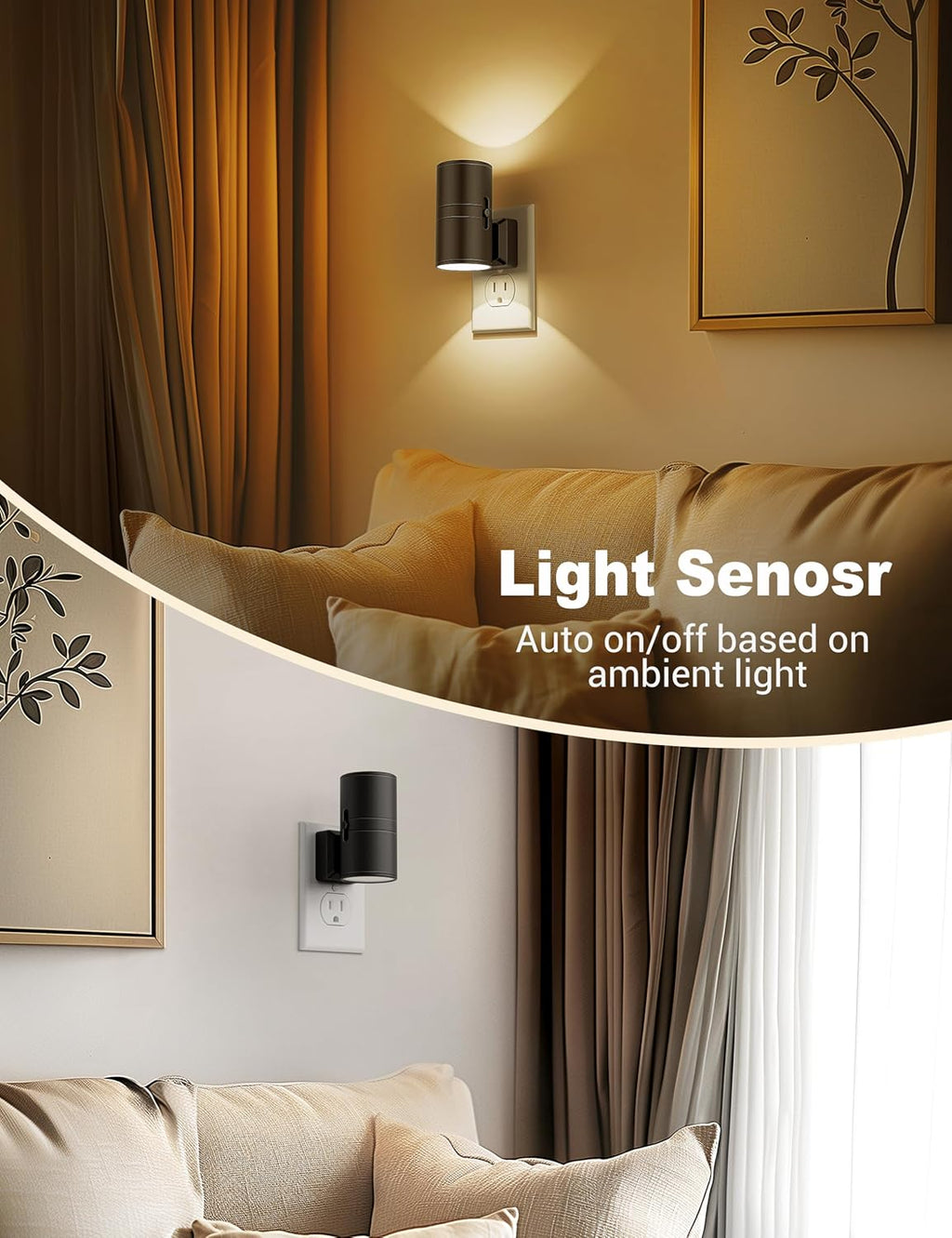 NightNova – Luz nocturna LED regulable con sensor crepuscular automático para una funcionalidad elegante