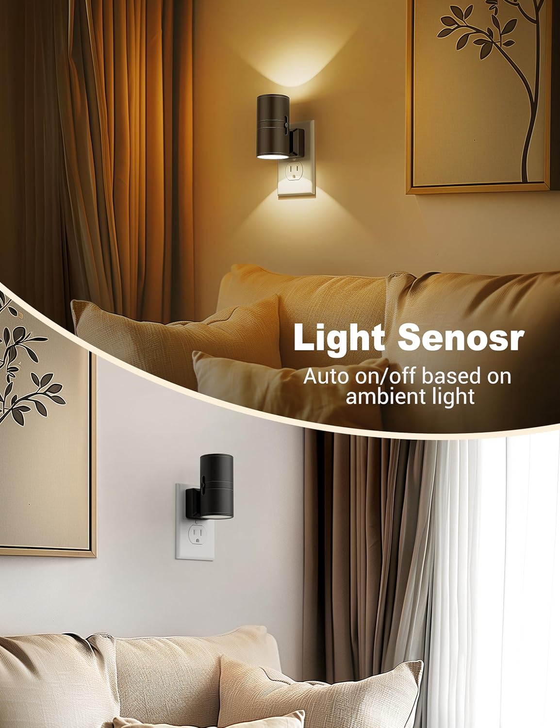 NightNova – Luz nocturna LED regulable con sensor crepuscular automático para una funcionalidad elegante