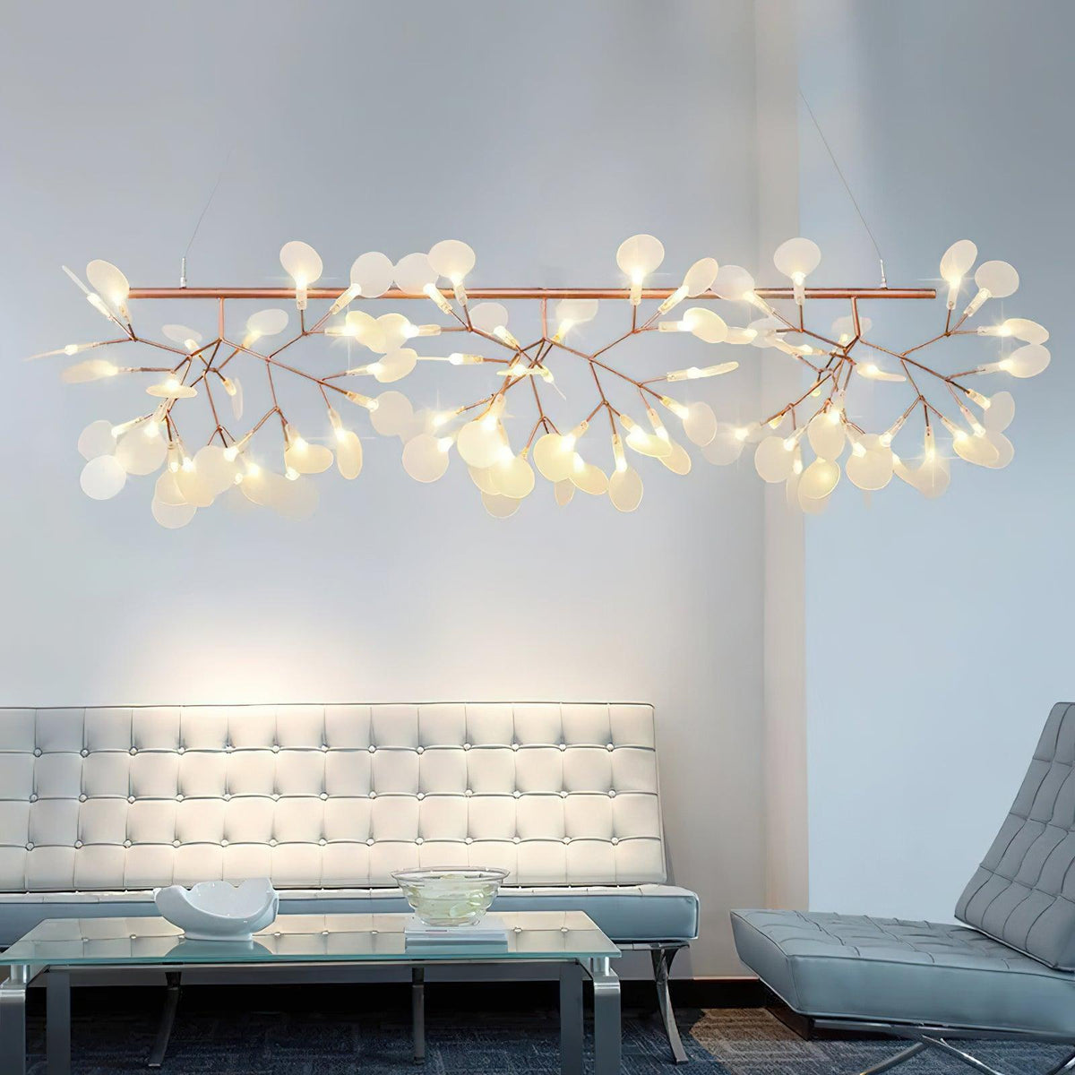 Lustra lang lineær LED-pendellampe - kunstnerisk grendesign, moderne belysning