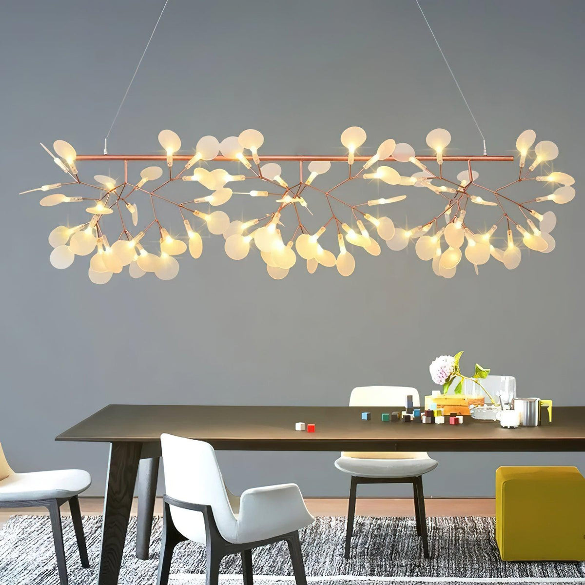 Lustra lang lineær LED-pendellampe - kunstnerisk grendesign, moderne belysning