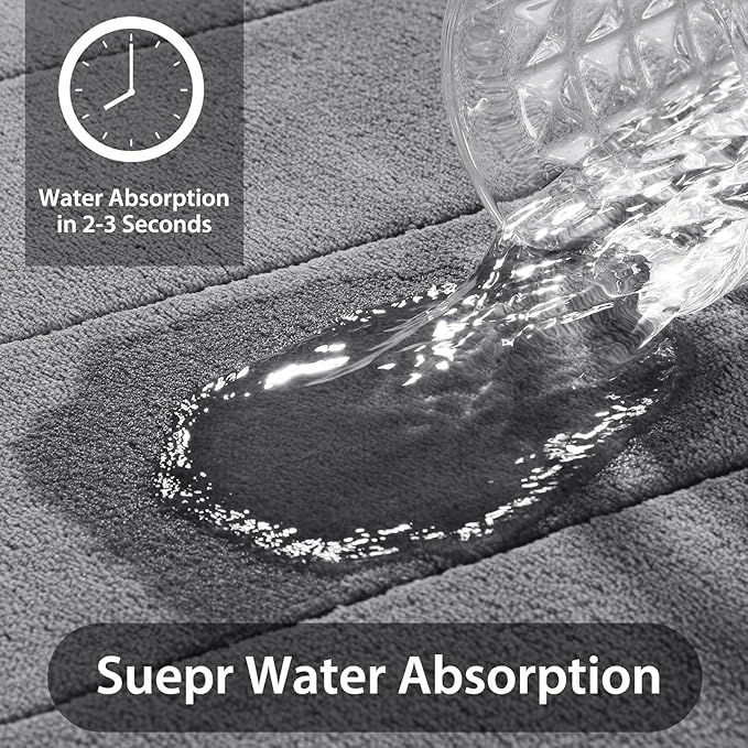 طقم حصيرة حمام من رغوة الذاكرة غير قابلة للانزلاق 3 قطع للاستخدام في الحمام