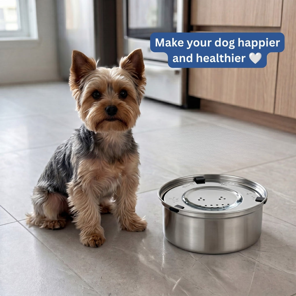 Anti-Spill Dog Water Bowl – Floating Disc, Stainless Steel, Non-Slip, 1 L & 3 L