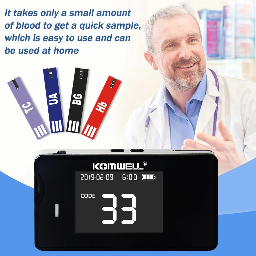 4-in-1 Gezondheidsmeter voor Cholesterol, Glucose en Urinezuur