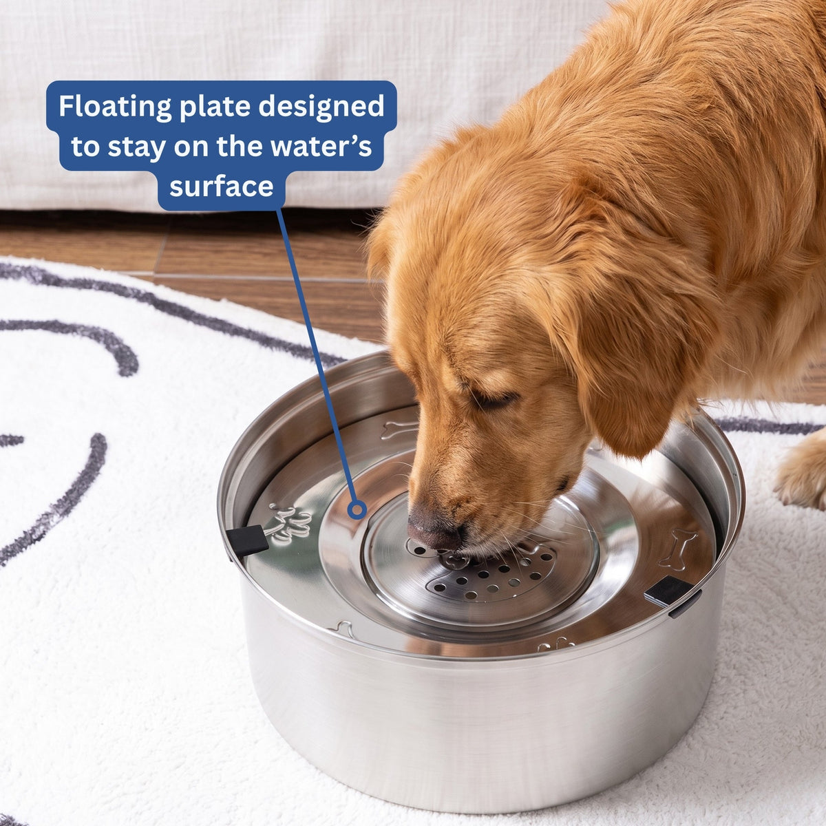 Anti-Spill Dog Water Bowl – Floating Disc, Stainless Steel, Non-Slip, 1 L & 3 L