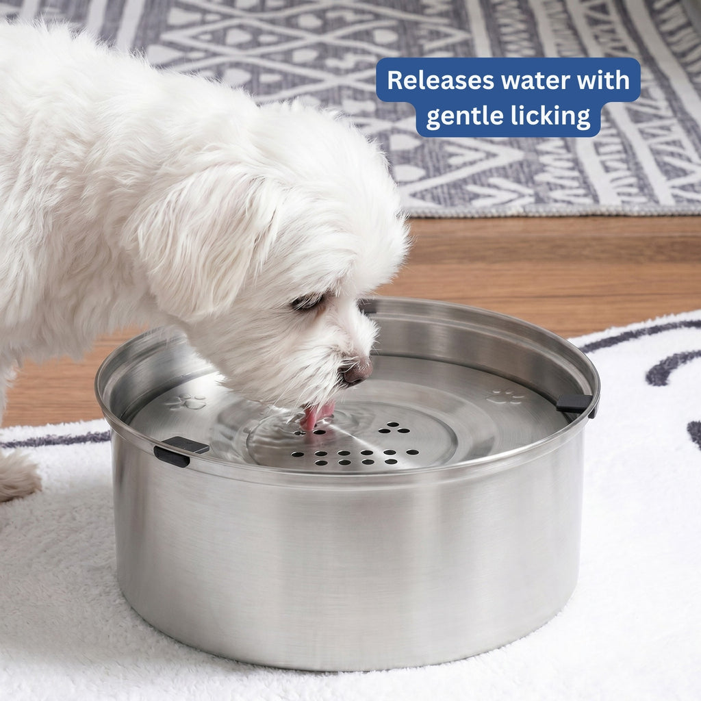 Anti-Spill Dog Water Bowl – Floating Disc, Stainless Steel, Non-Slip, 1 L & 3 L