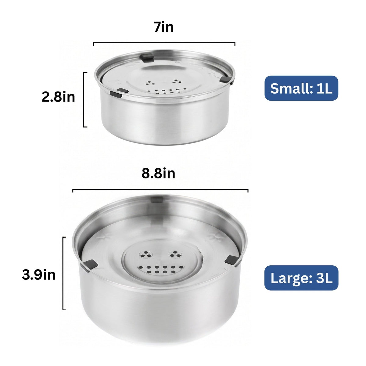 Anti-Spill Dog Water Bowl – Floating Disc, Stainless Steel, Non-Slip, 1 L & 3 L