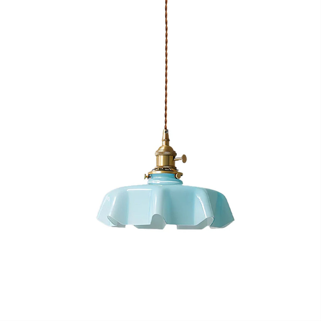 Francouzské květinové plisované závěsné svítidlo — vintage design osvětlení