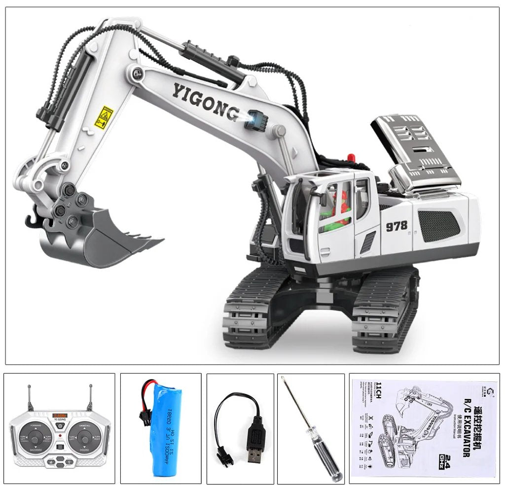 Hydraulisk fuldmetal gravemaskine 1:14 skala model G308H klar til brug