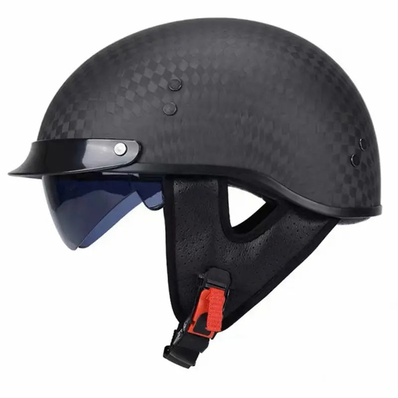 Topi keledar separuh muka retro NovaWeave CarbonLine diluluskan DOT dan ECE