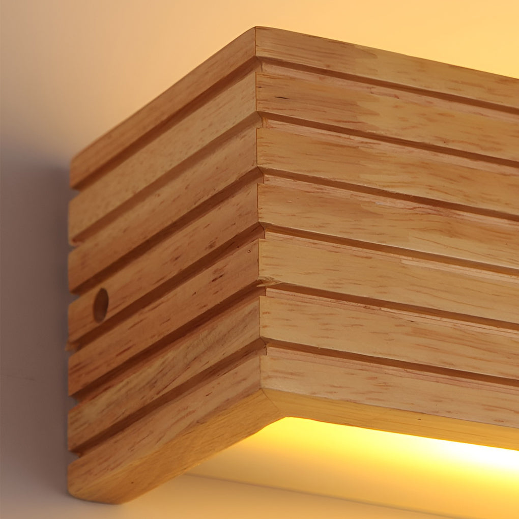 GlowWood – obdélníkové voděodolné LED osvětlení zrcadla v severském stylu na stěnu