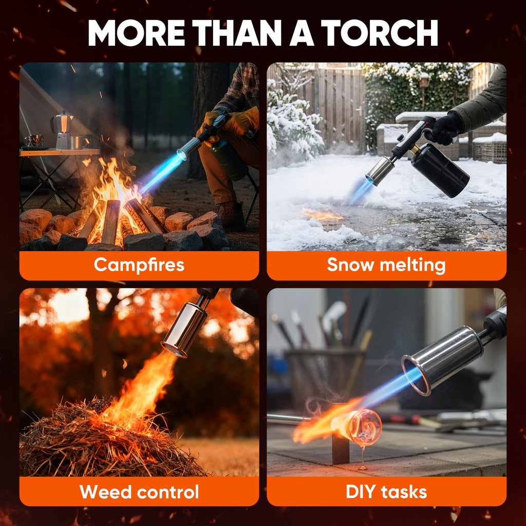 Propane Torch – Adjustable Flame up to 1800°C, Safety Lock, One-Touch Max Fire