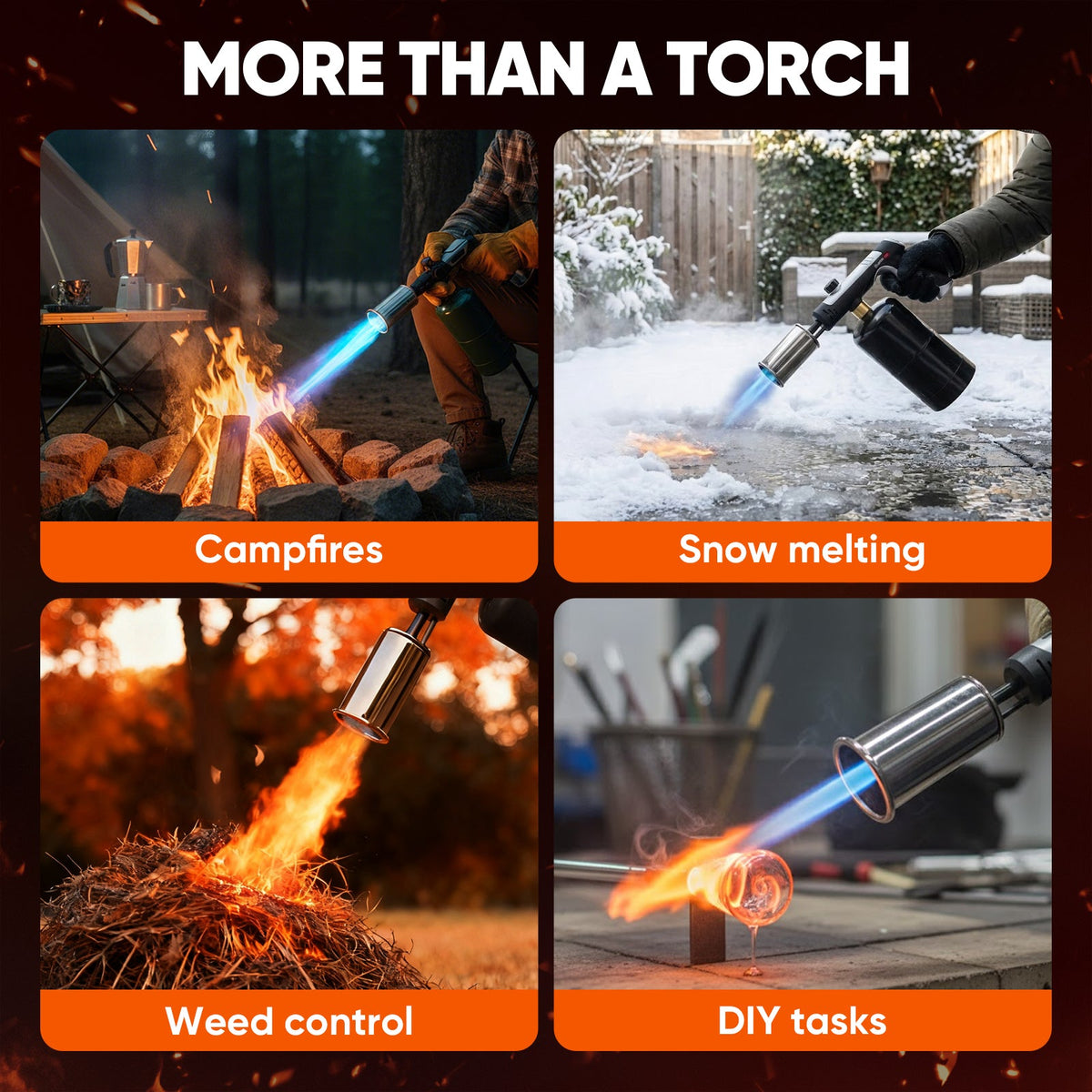 Propane Torch – Adjustable Flame up to 1800°C, Safety Lock, One-Touch Max Fire