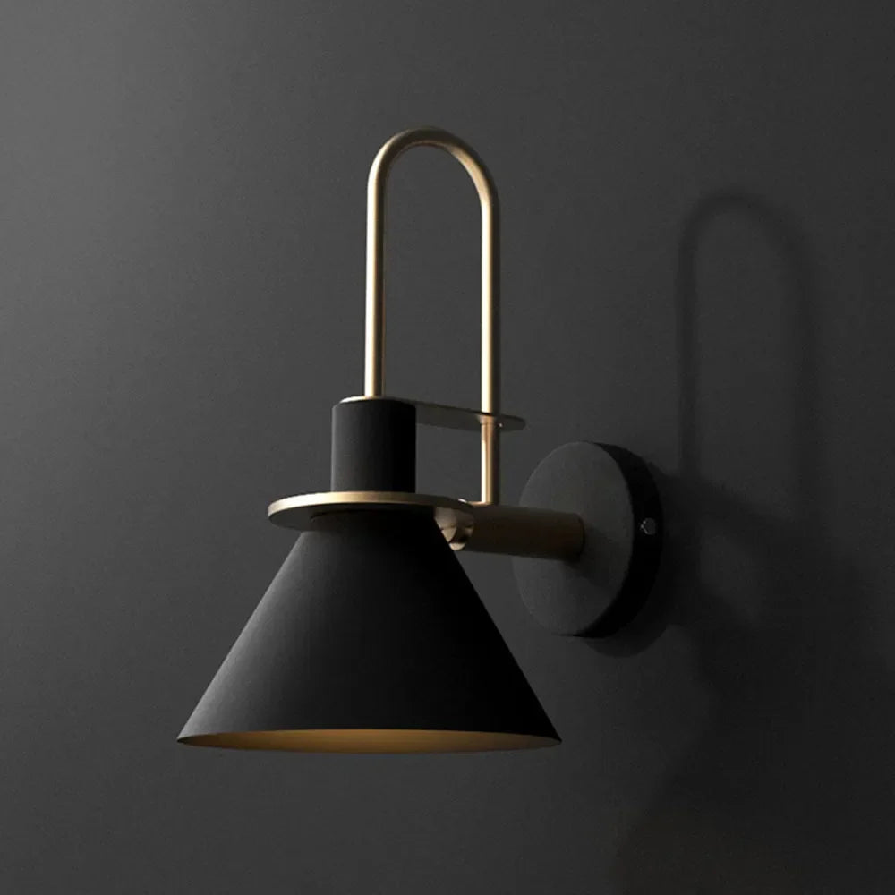 Valentina Vintage Metal Wall Lamp — Horn-Shaped Design, IP44 Rated, Hardwired Mount