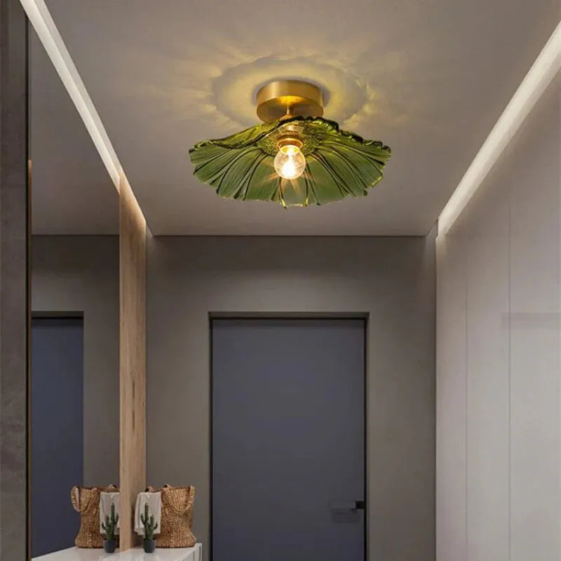 Lámpara colgante de vidrio con forma de flor Calia - luminaria de techo vintage