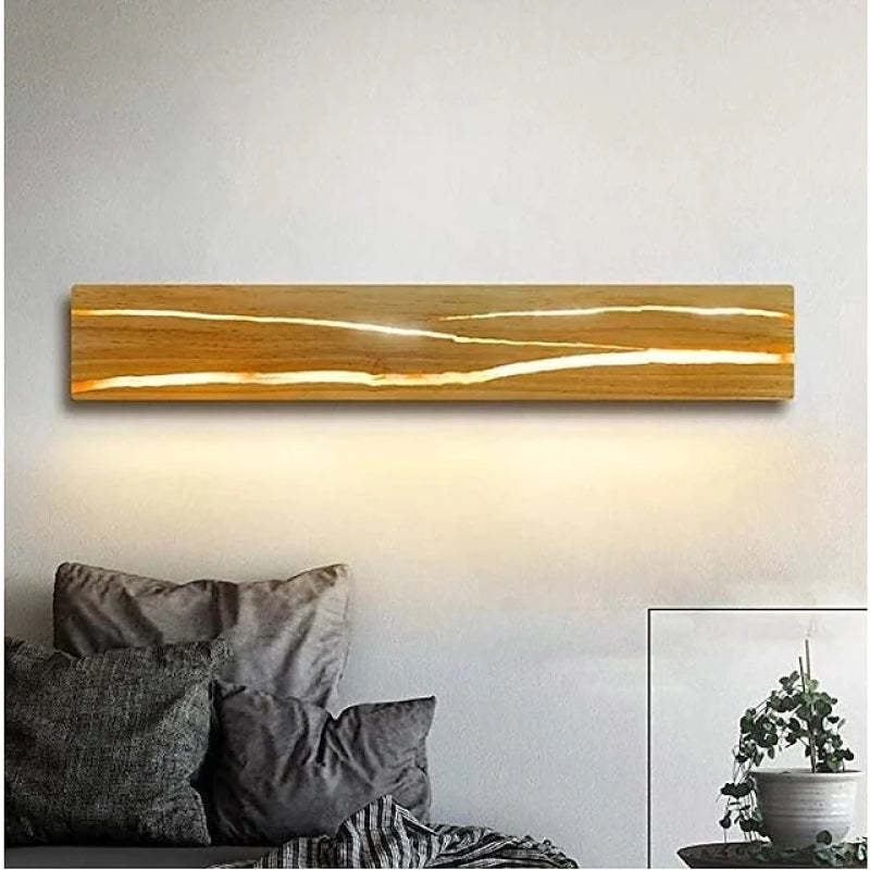 Lámpara de pared LED Muto con tablero de madera agrietada giratorio - regulable, tres temperaturas