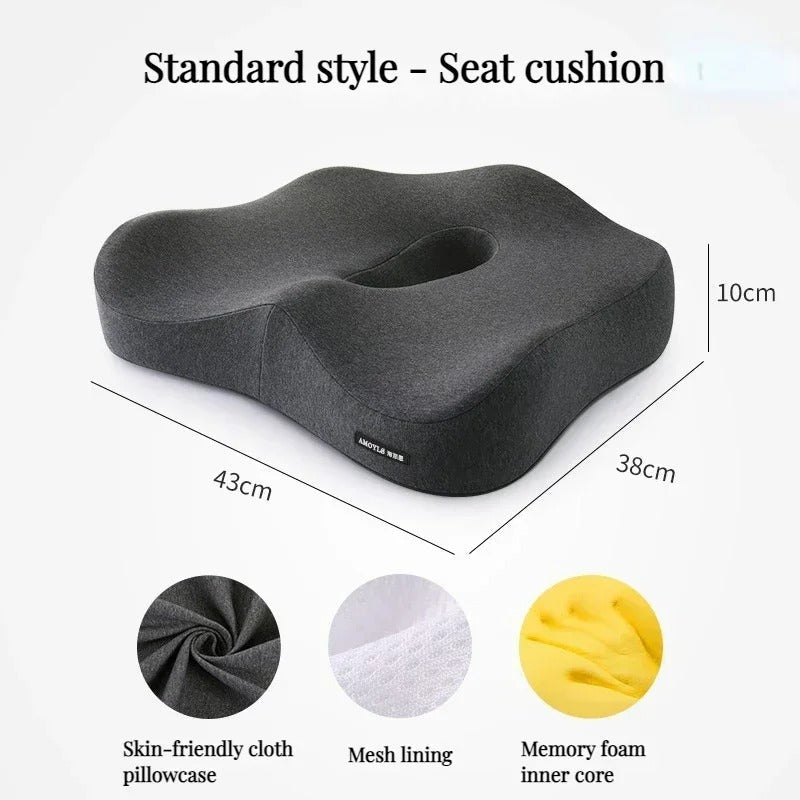 Cojín ortopédico de espuma viscoelástica para soporte lumbar y coxis