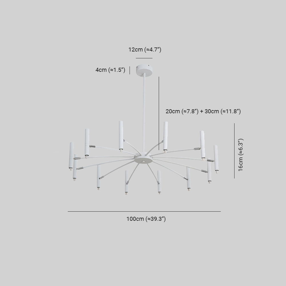 Arisha Modern Linear Metal Chandelier — Multi-Head Blown Design