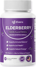 Bottle of elderberry capsules with zinc and vitamin C