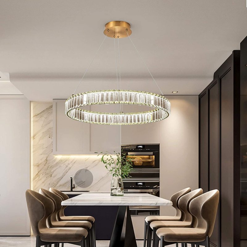 Kristy Round Crystal Chandelier — Clear Pendant Style