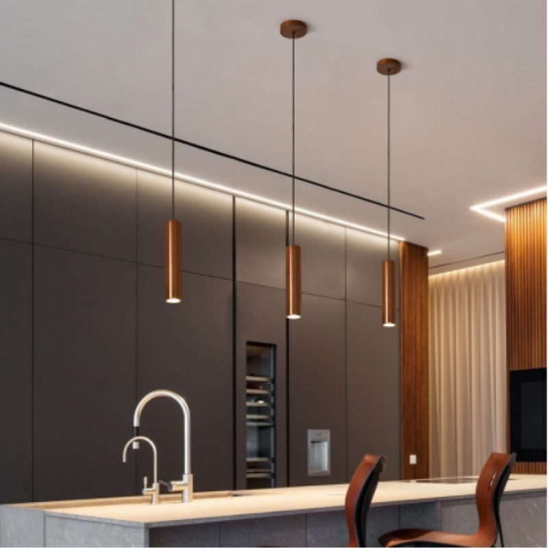 Muto Cylindrical Wood Pendant Light, for Bedroom & Kitchen Island - Neutralighting