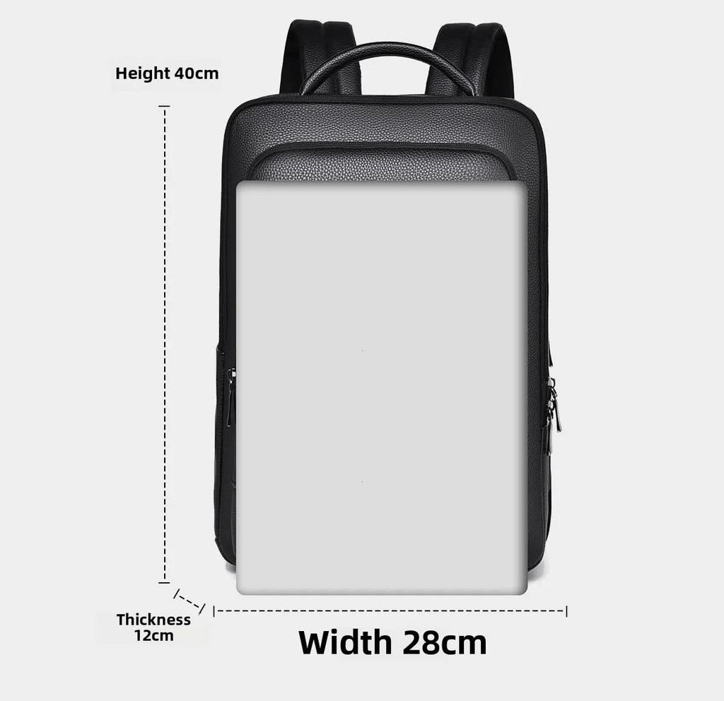 Zaino elegante in pelle con porta USB per laptop da 15.6 pollici, unisex
