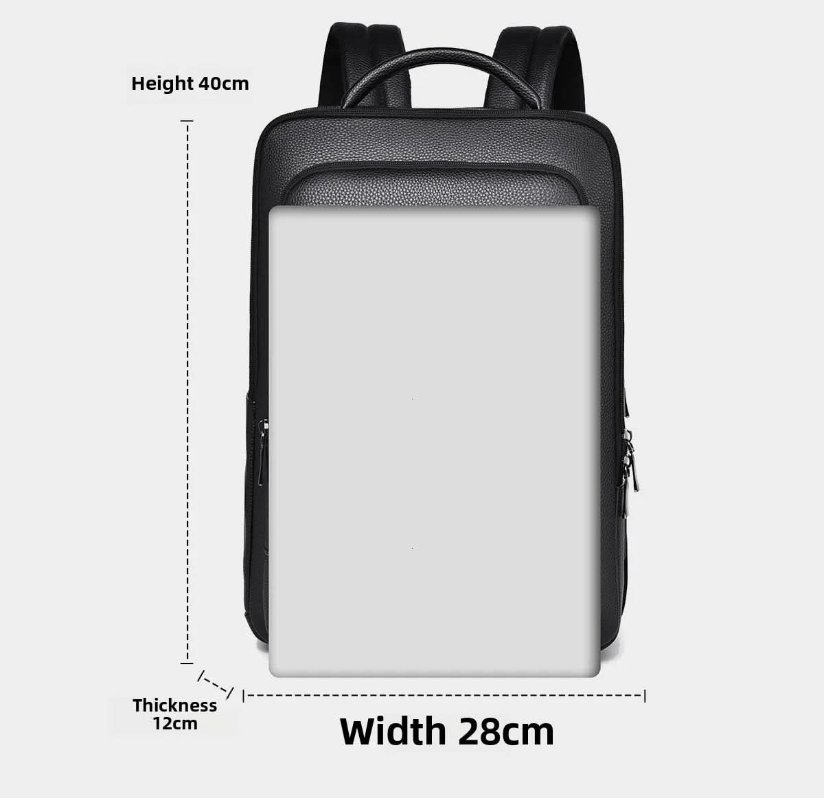 Zaino elegante in pelle con porta USB per laptop da 15.6 pollici, unisex