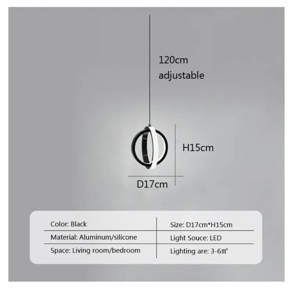 Mini černá kruhová LED závěsná lampa
