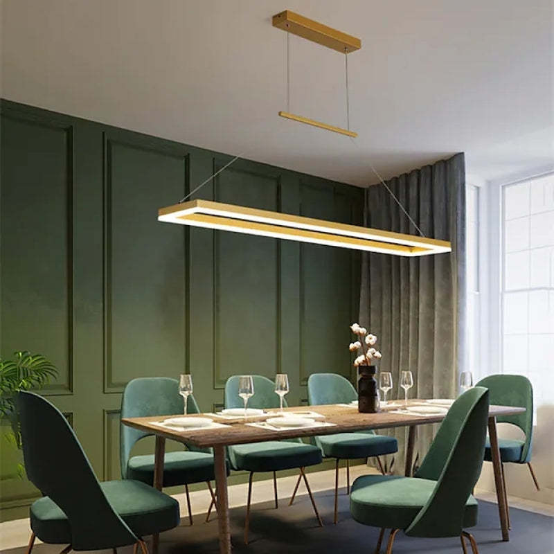 Gloen Modern Rectangular Hanging Pendant Light, Gold/Coffee - Neutralighting
