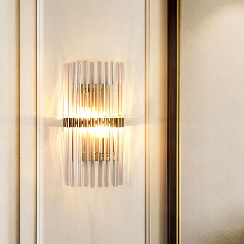Ray moderne væglampe — cylindrisk design i metal og krystal, guld